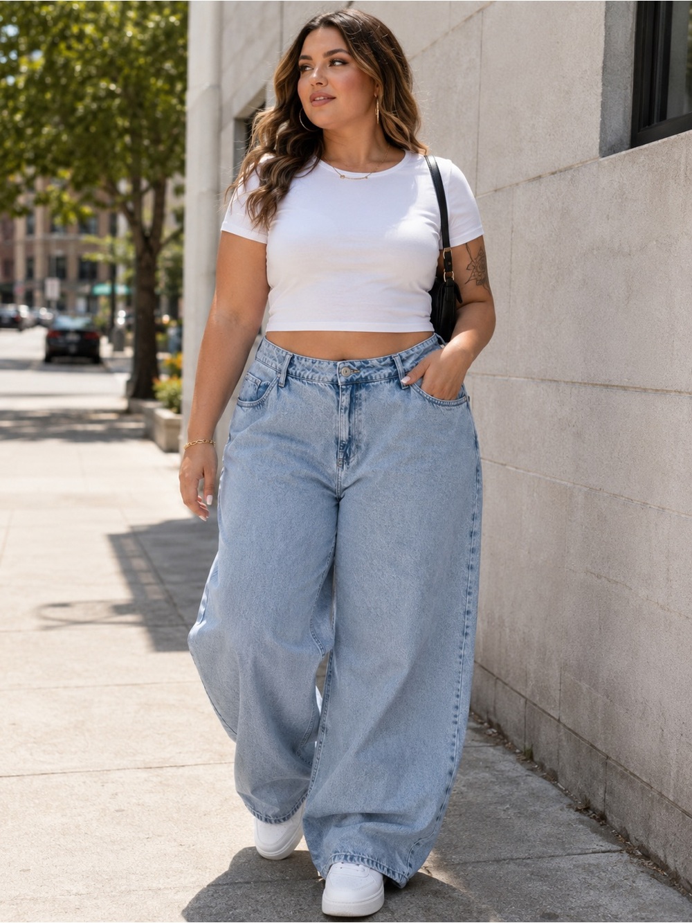 Forever 21+ Light Wash Baggy Wide Leg Jeans Womens Size 18 Y2K Mid Rise Denim